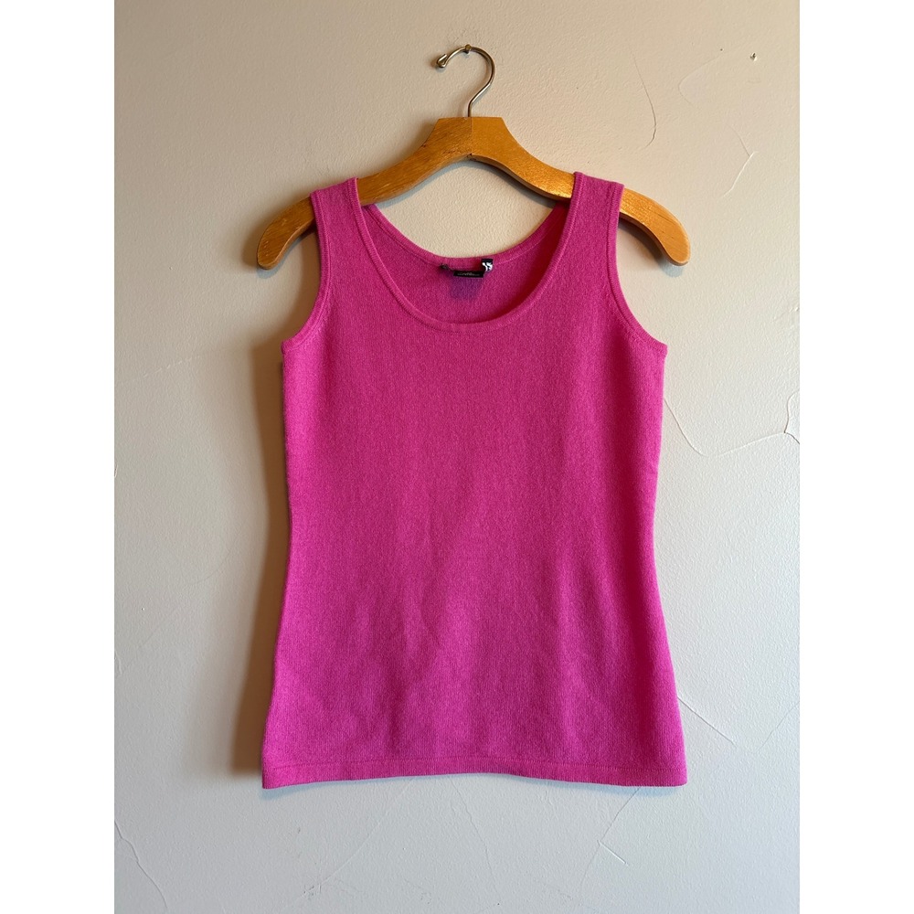 Sofia Cashmere Hot Pink 100% Cashmere Scoop Neck Tank Top Shell Womens XS
